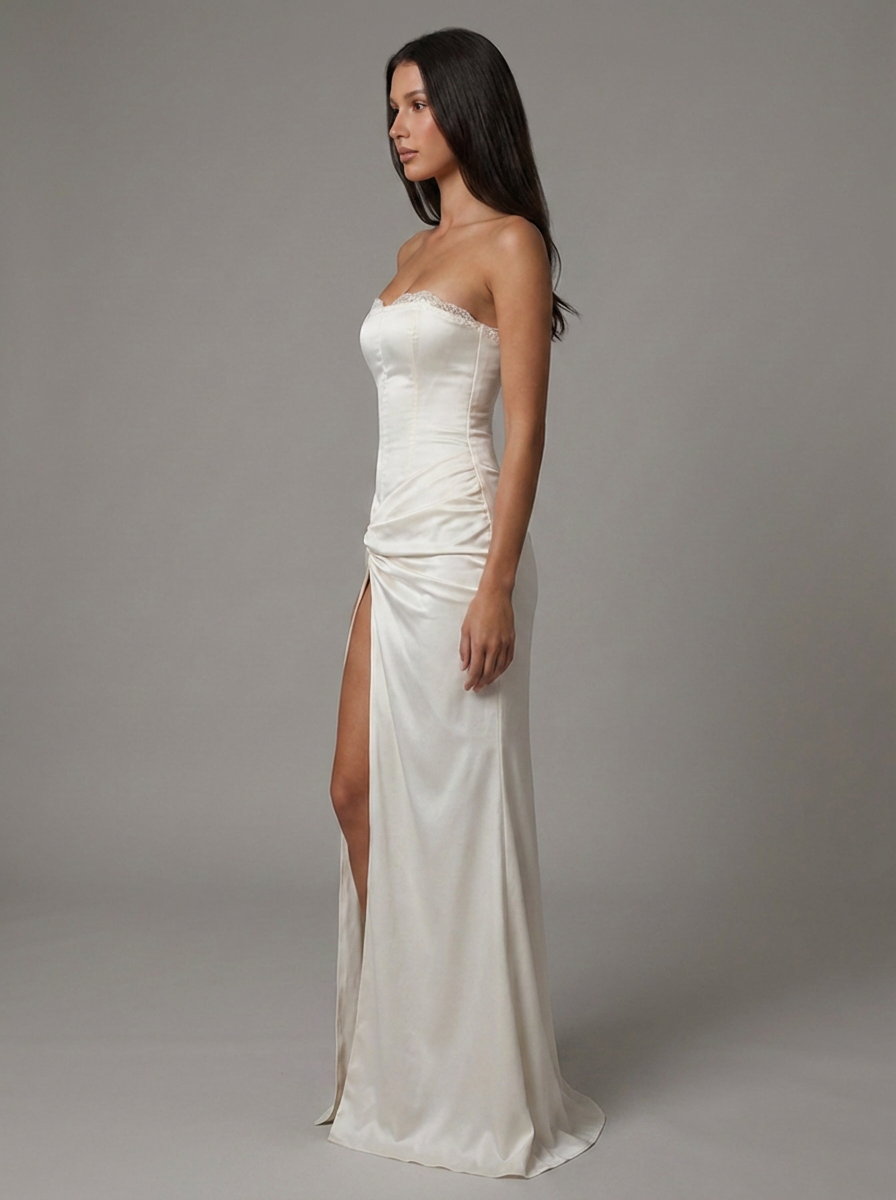 Ula Corset Strapless Maxi Dress - White