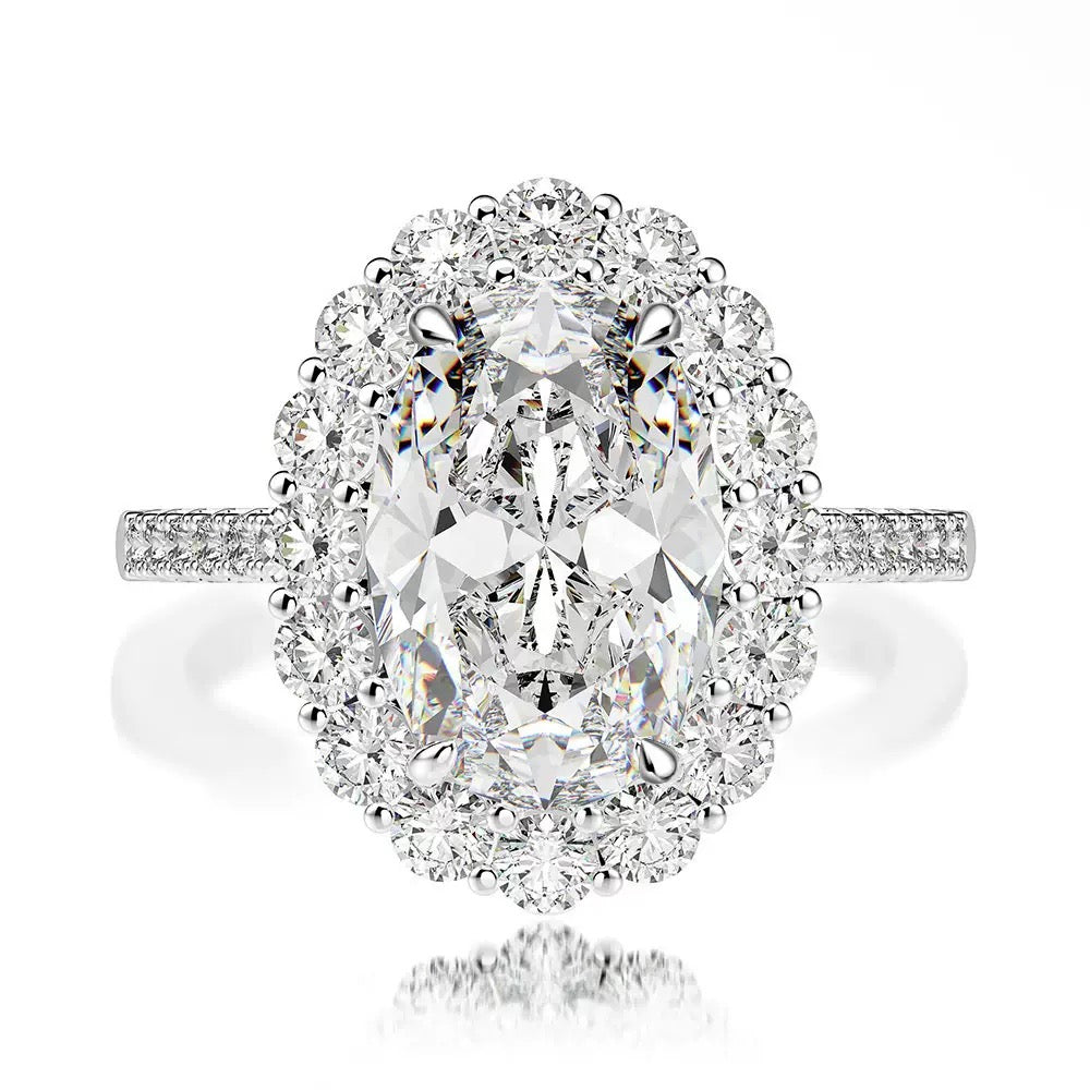 Avalyn Oval Halo Ring - White