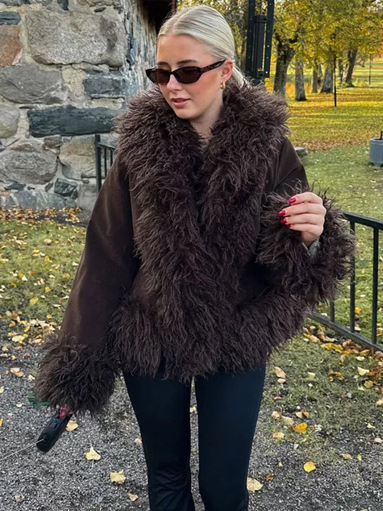Brisa Faux Fur Trim Jacket - Brown