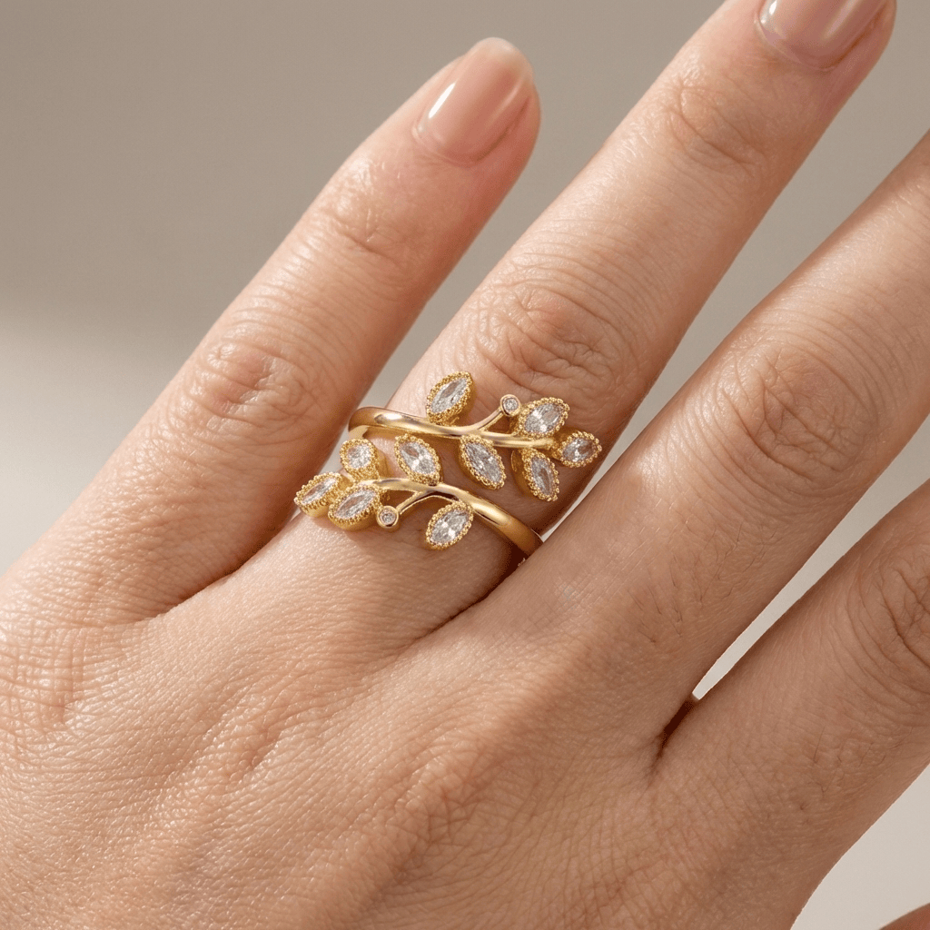 Caprice Leaf Wrap Ring - Yellow