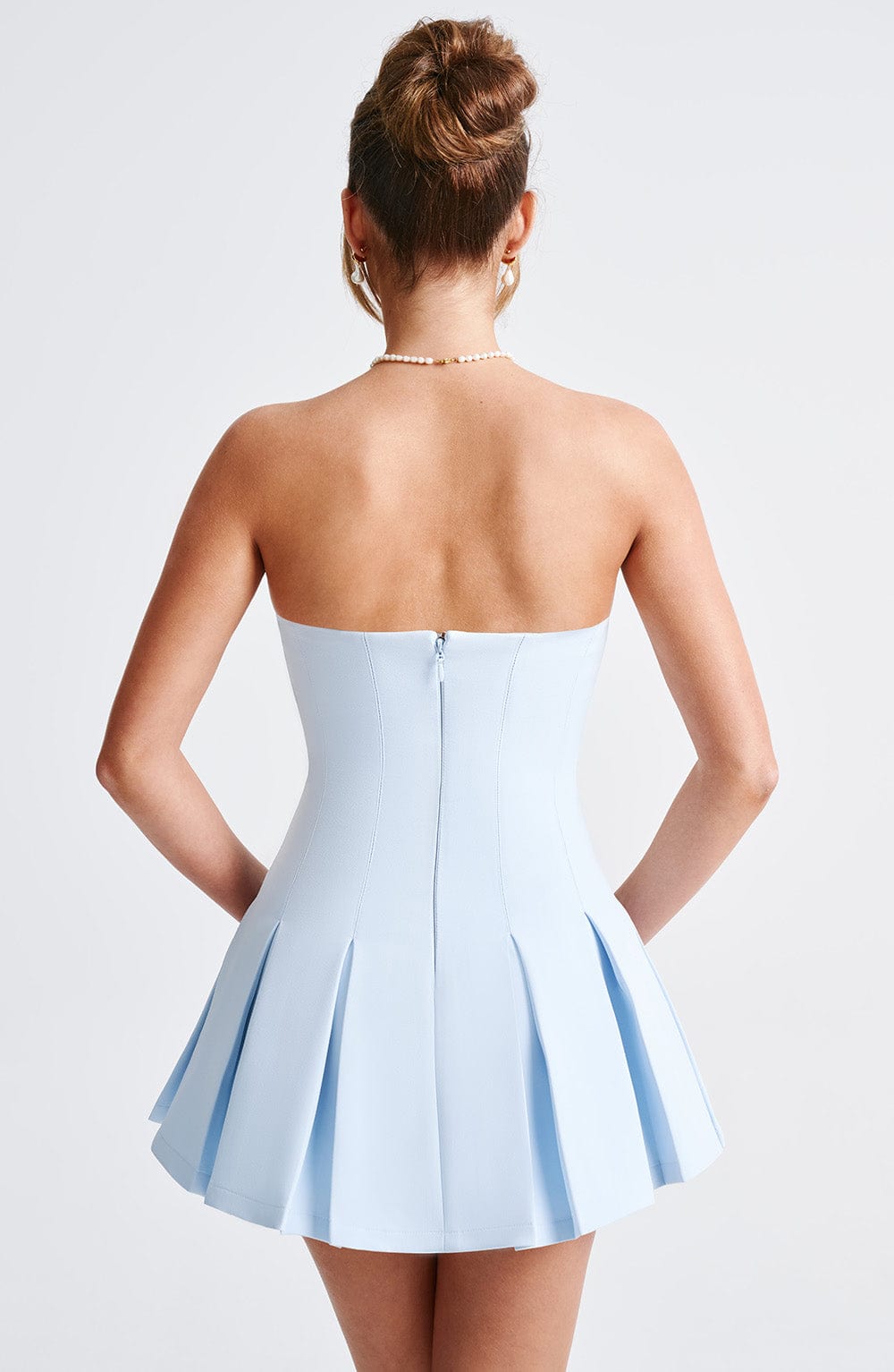 Esme Flared Strapless Mini Dress - Blue