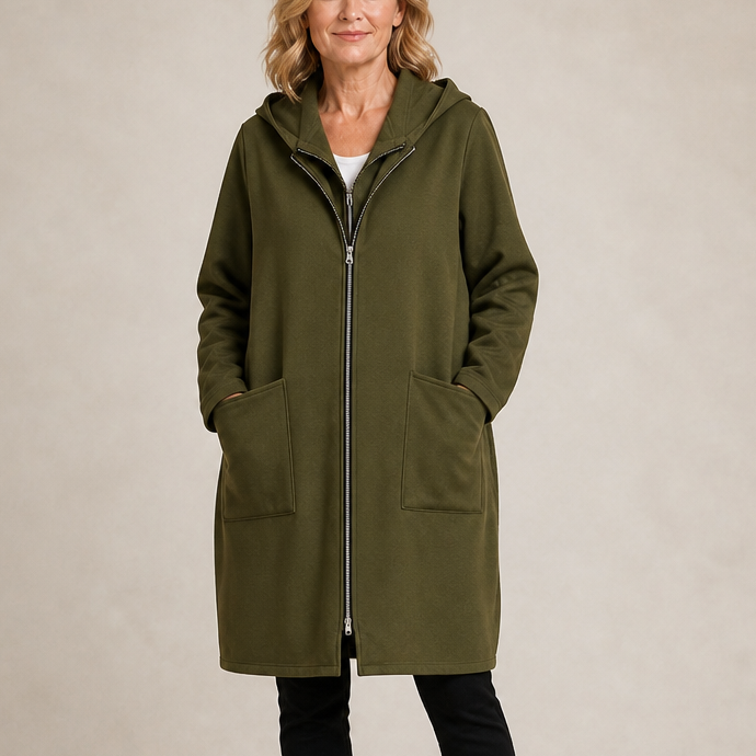 Hensley Hooded Mid-Length Relaxed Coat - Green