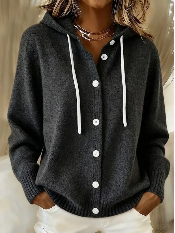 Ivette Hooded Knit Cardigan - Black