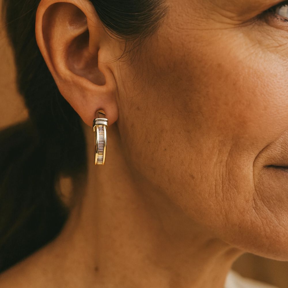 Kestrel Gold Baguette Hoop Earrings - Gold
