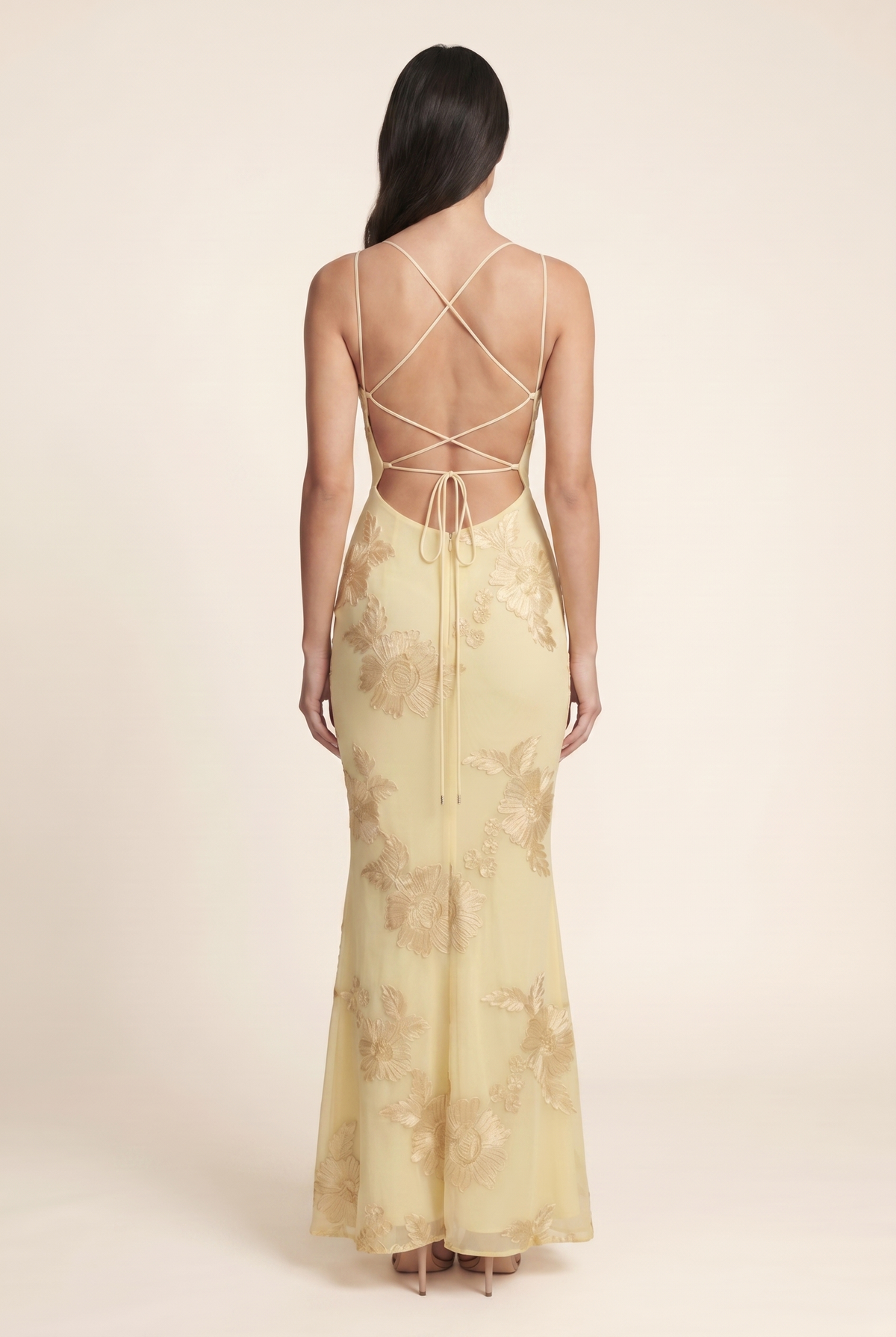 Quintessa Lace-Up Back Maxi Dress - Lemon