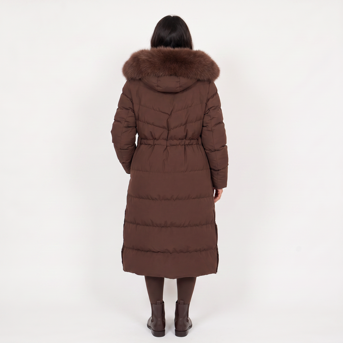 Xiomara Faux Fur Hood Puffer Coat - Brown