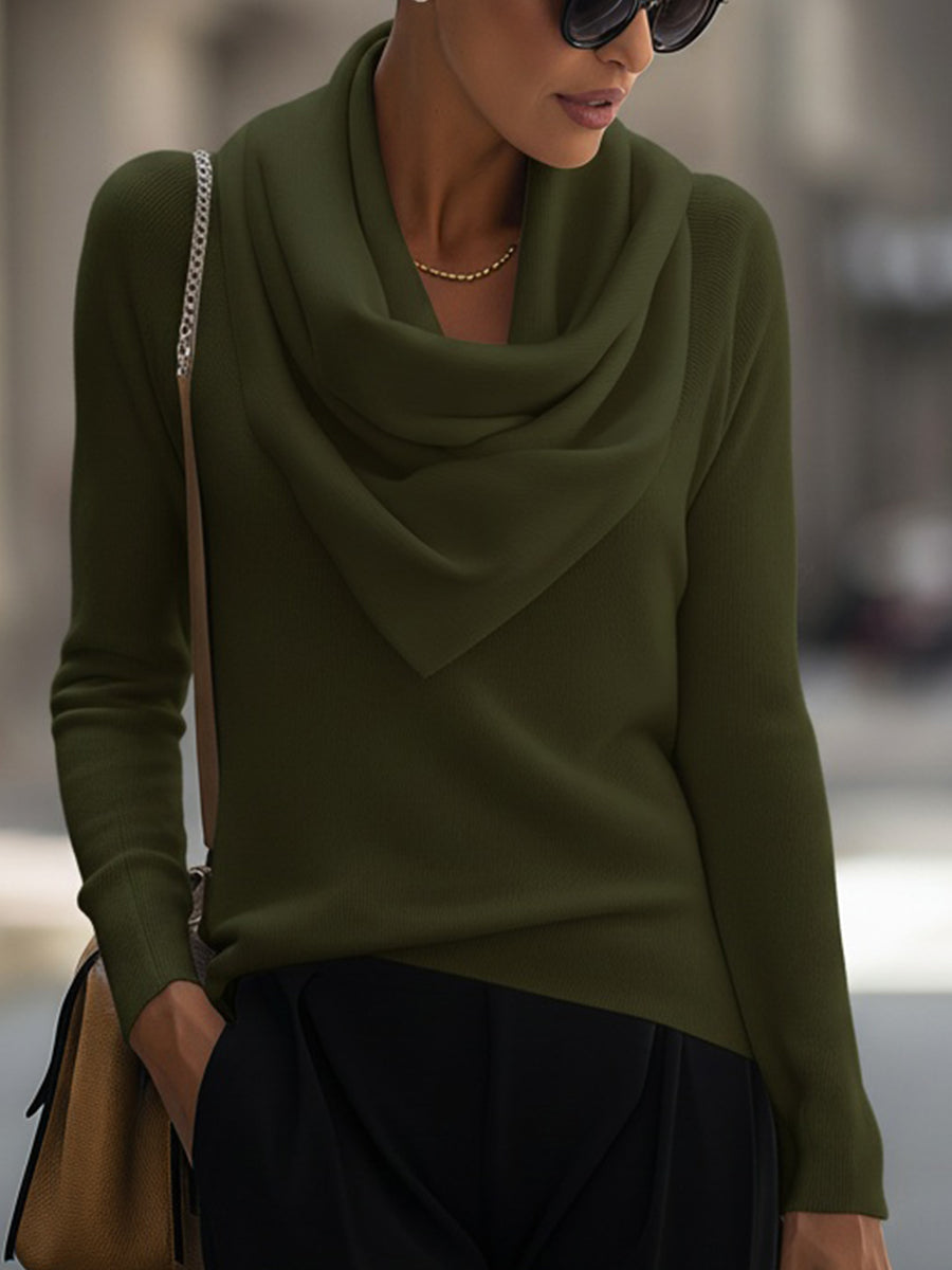 Clotilde Cowl Neck Sweater - Olive Green