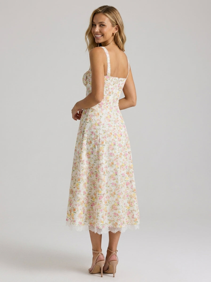 Kiara Floral Backless Maxi Dress - Ivory Blossom
