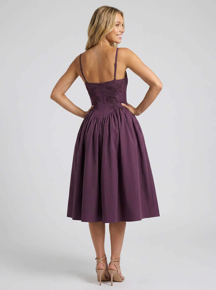 Orabel Floral Pleated Midi Dress - Purple