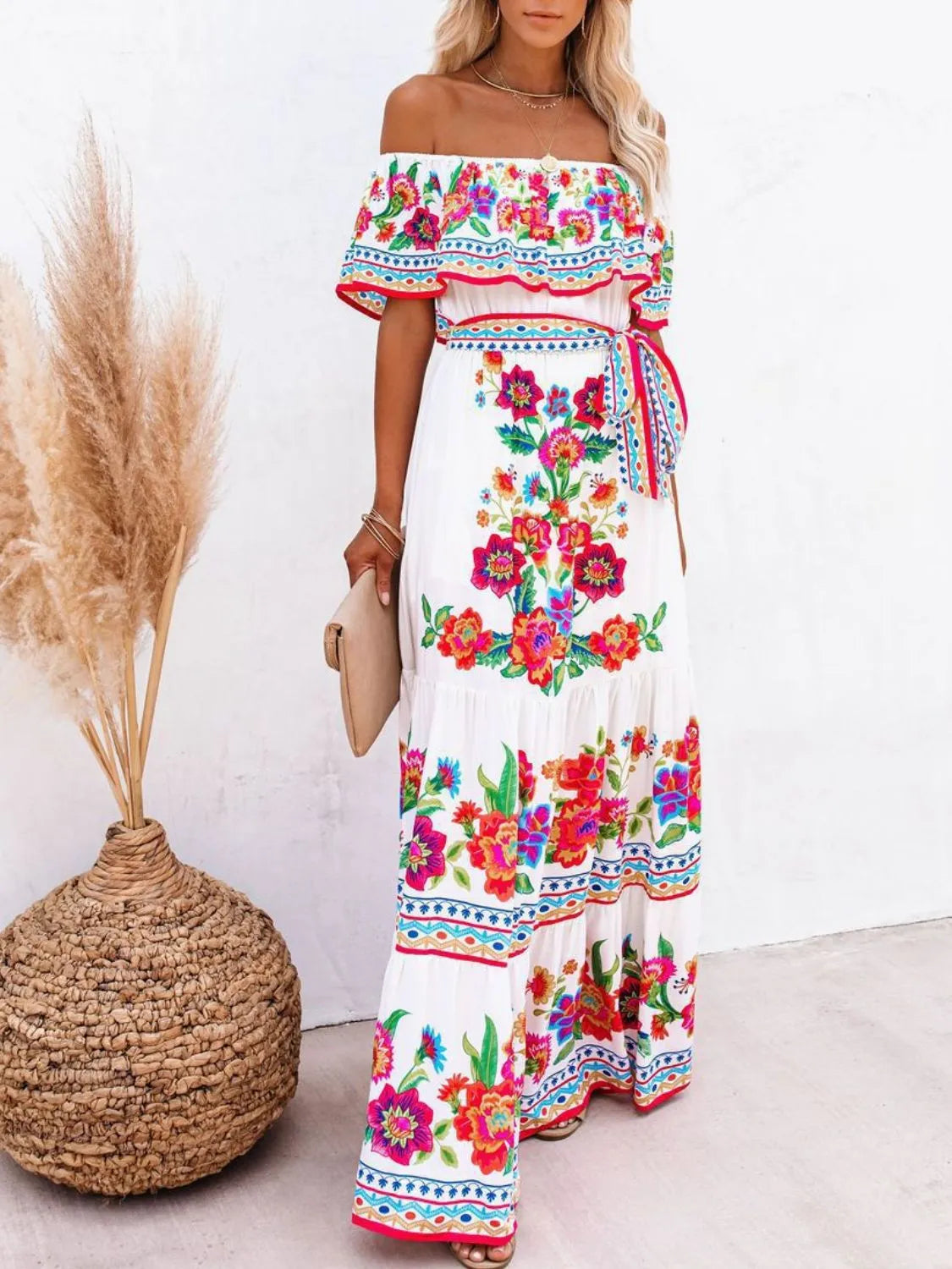 Liliane Floral Maxi Dress - White Floral