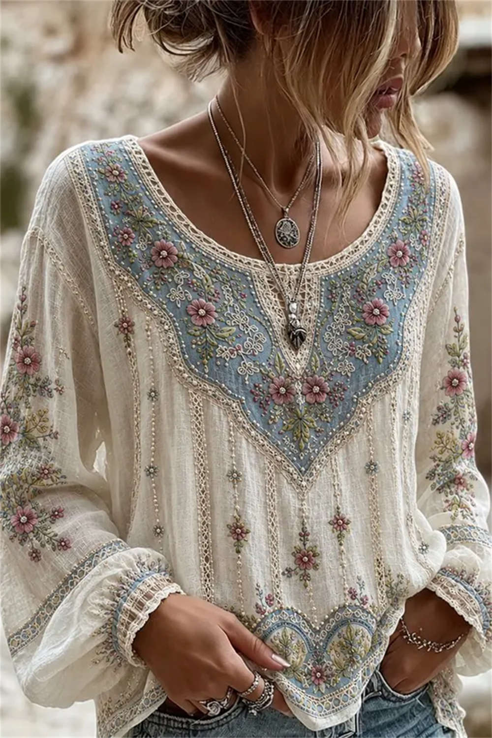 Mirella Embroidered Blouse - White