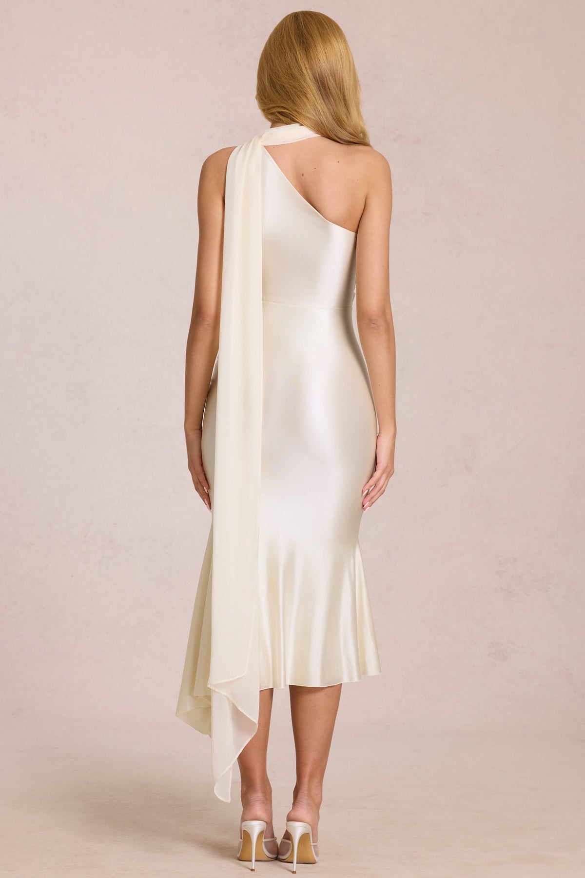 Juliana Pleated V Midi Dress - White