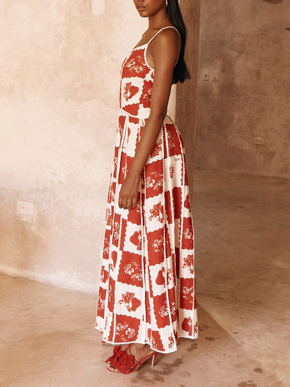 Indira Floral Maxi Dress - Red