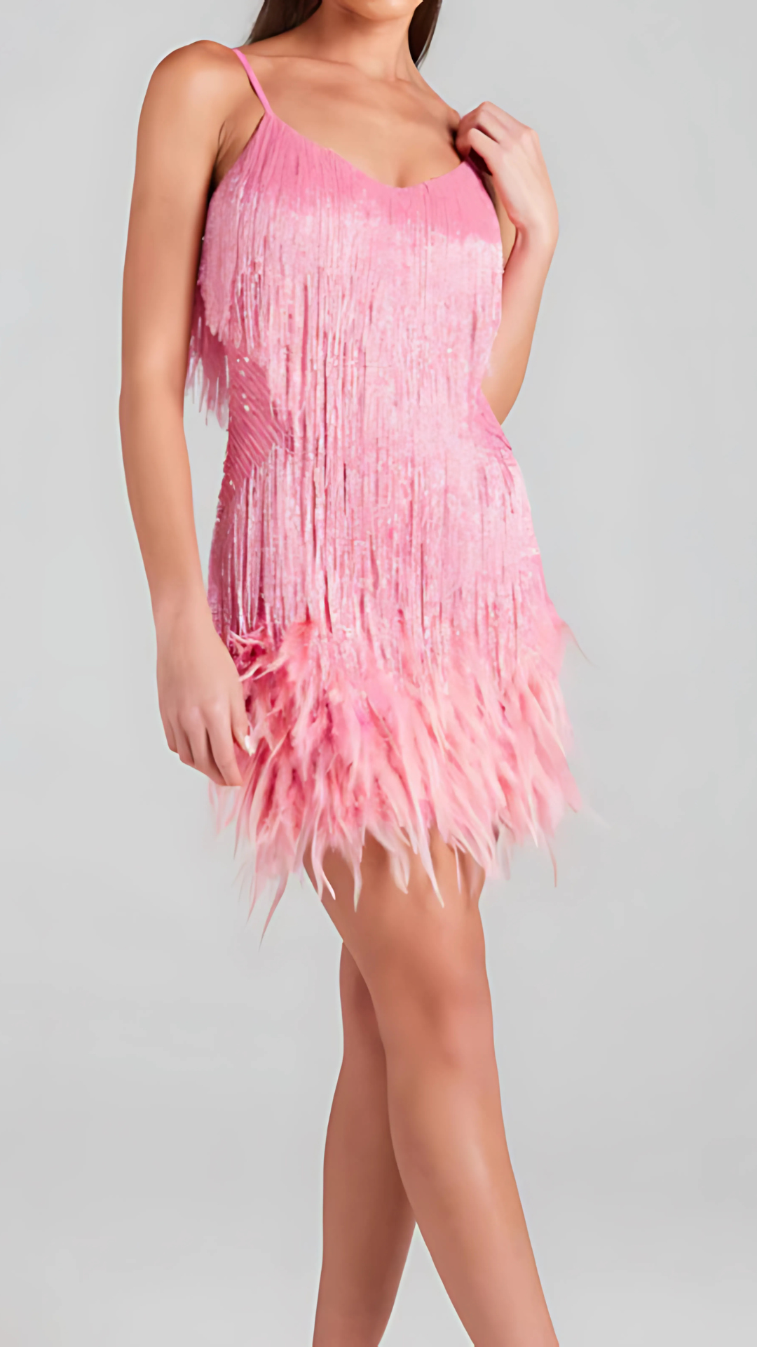 Women's Cocktail Sequin Fringe V Neck Mini Dress - product image 9