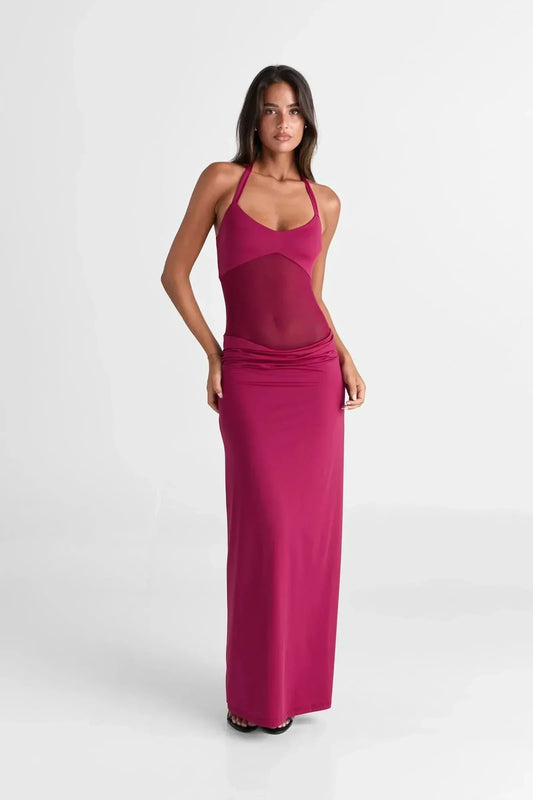 Women's Cocktail Sheer Mesh Scoop Neck Maxi Dress - product image 1