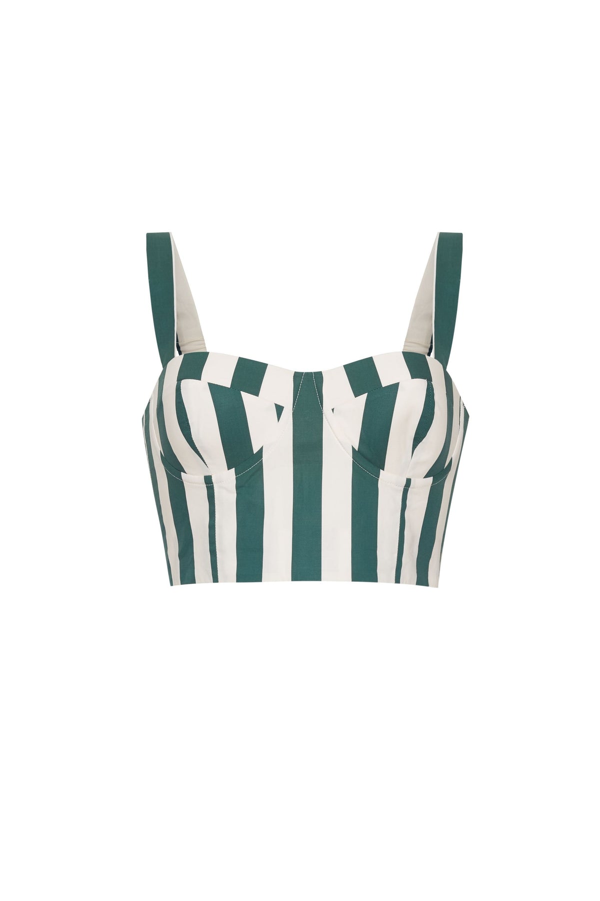 Petra Smocked Sweetheart Top - Green White Stripe