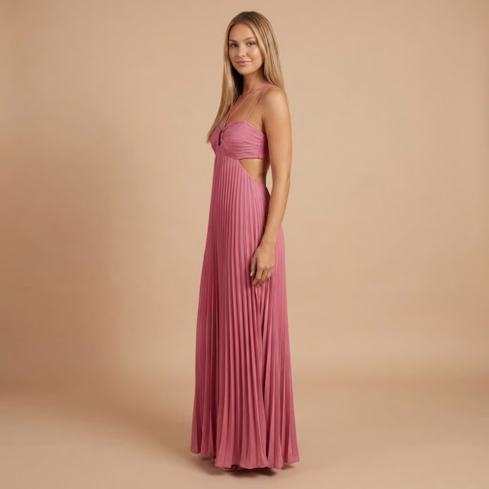 Women's Wedding Guest Pleated Halter Maxi Dress - product image 10