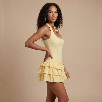 Women's Cocktail Ruffle Mini Dress with Lace Up Back - product image 1