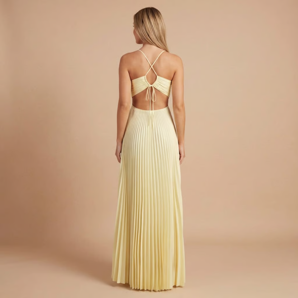 pleated halter maxi dress Riley Pleated Halter Maxi Dress – Amari The Label
