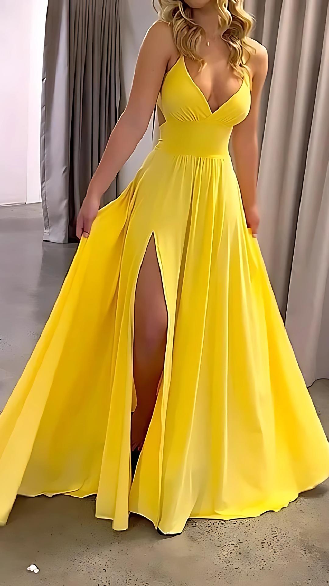 Women's Wedding Guest V Neck Sleeveless Slit Maxi Dress - product image 7