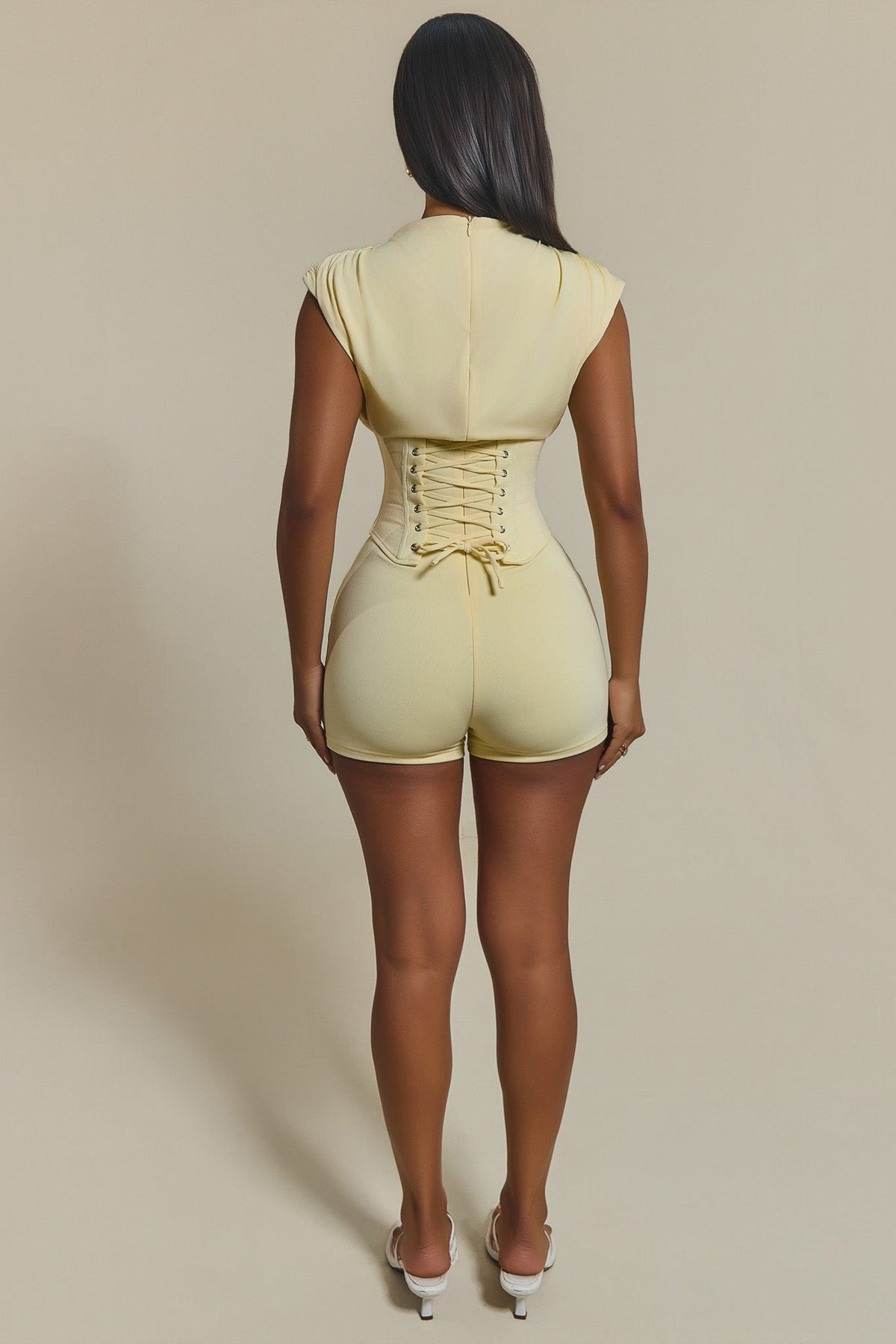 Rhea Corset High Playsuit - Butter