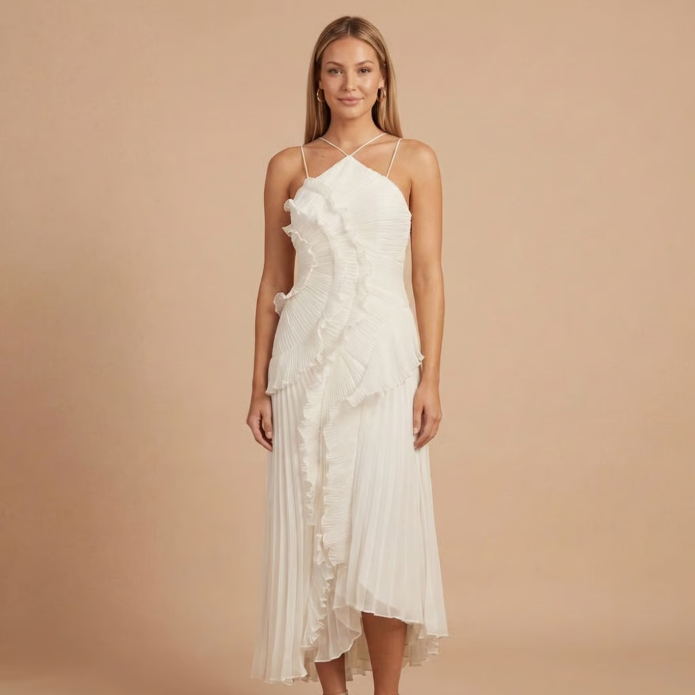 Women's Wedding Guest Halter Ruffle Maxi Dress - product image 2