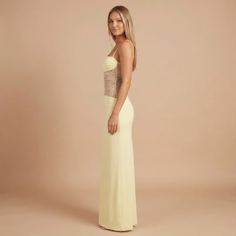 Women's Cocktail Lace Panel Square Neck Maxi Dress - product image 4