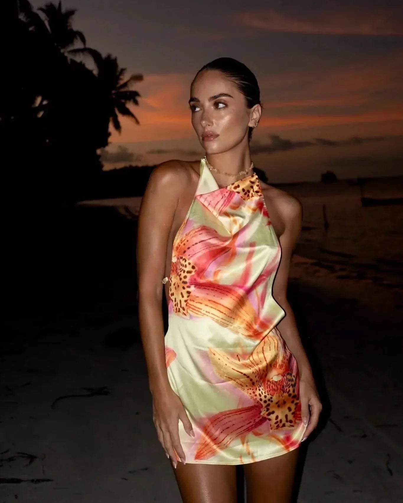 Women's Cocktail Floral Halter Backless Mini Dress - product image 1