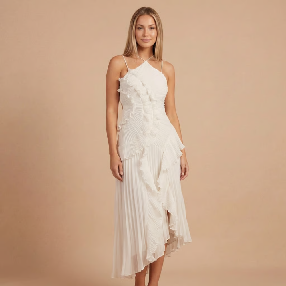Women's Wedding Guest Halter Ruffle Maxi Dress - product image 6