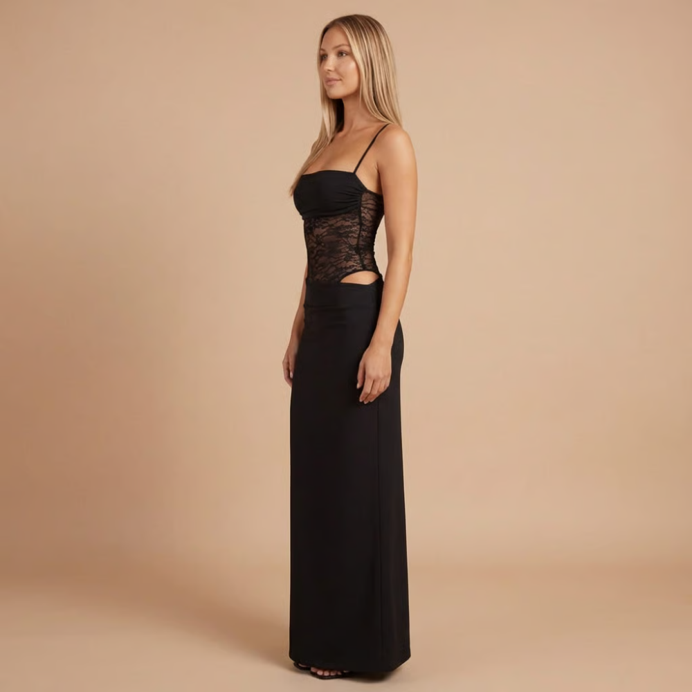 Women's Cocktail Lace Panel Square Neck Maxi Dress - product image 7