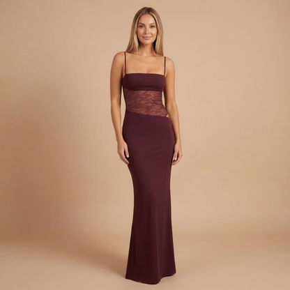 Women's Cocktail Lace Panel Square Neck Maxi Dress - product image 2