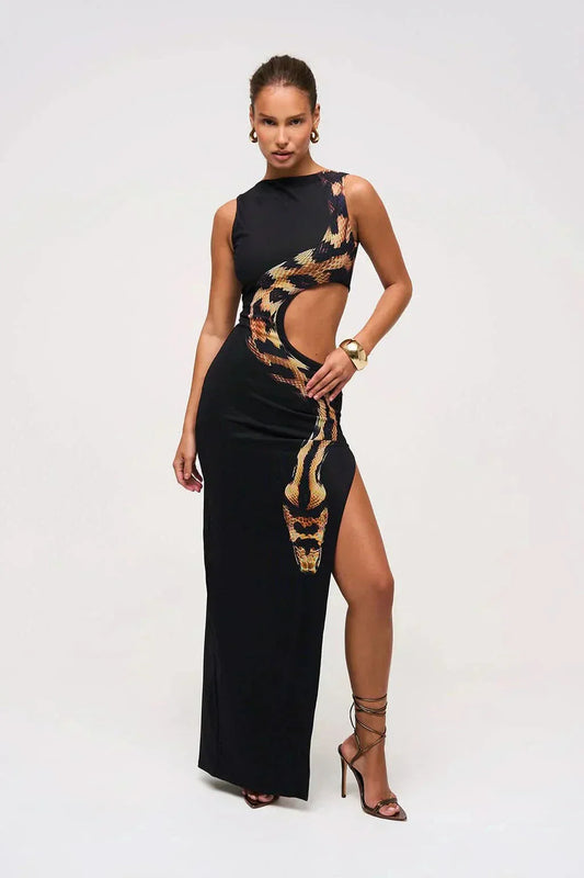 Women's Cocktail Snake Print Cutout Maxi Dress - product image 1