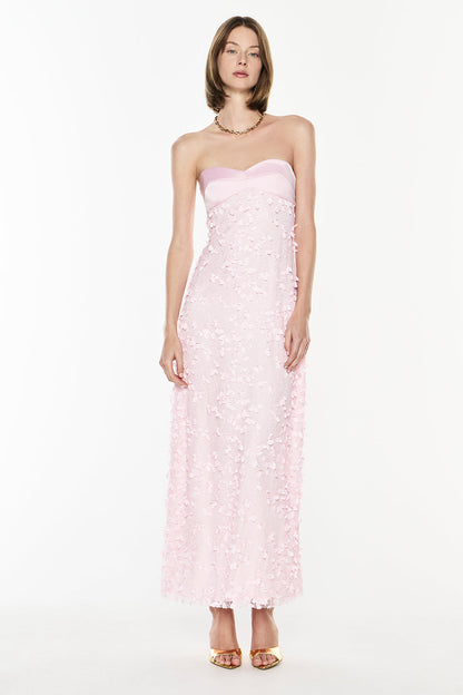 Marisol Satin Sweetheart Maxi Dress - Petal Pink
