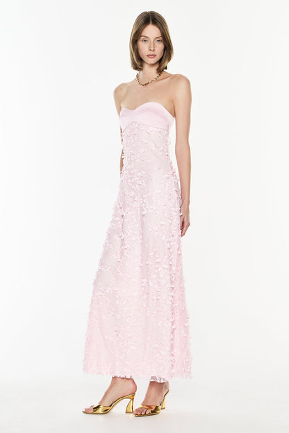 Marisol Satin Sweetheart Maxi Dress - Petal Pink