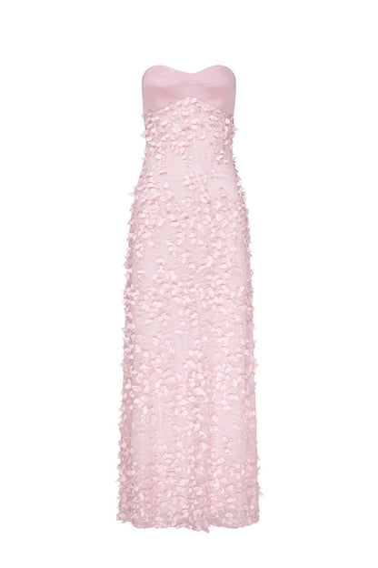 Marisol Satin Sweetheart Maxi Dress - Petal Pink