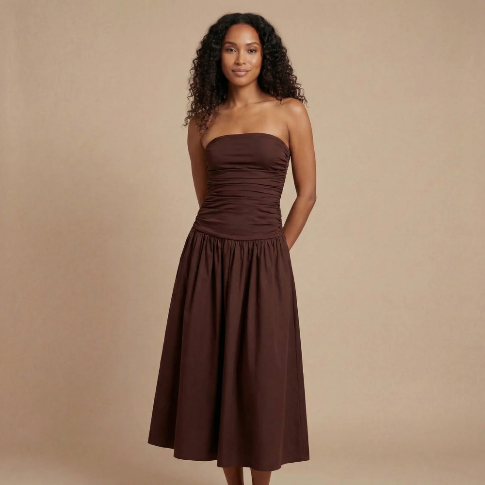 Women's Wedding Guest Strapless Ruched Maxi Dress - product image 2