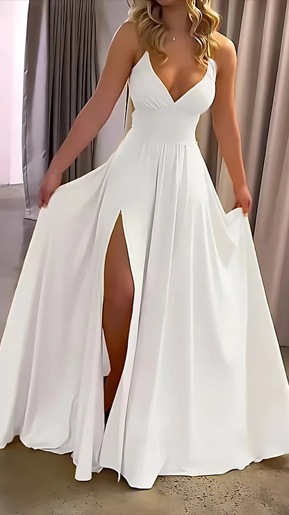 Women's Wedding Guest V Neck Sleeveless Slit Maxi Dress - product image 3