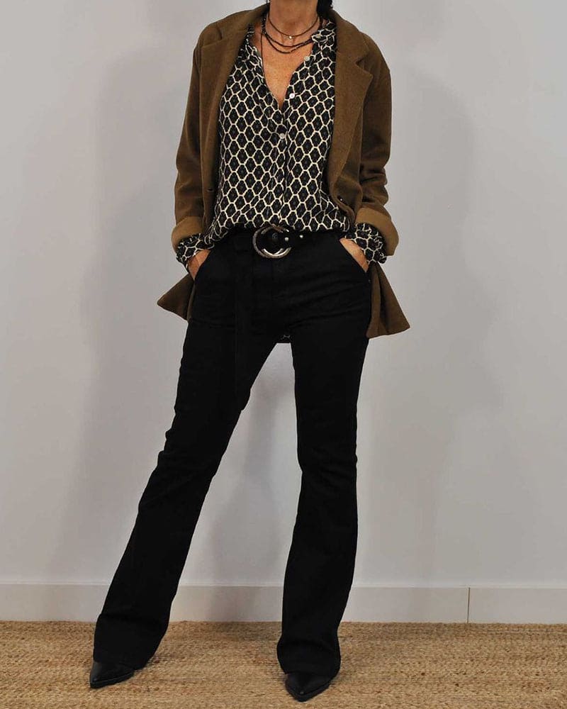 Women's Work Geometric V Neck Long Sleeve Blouse