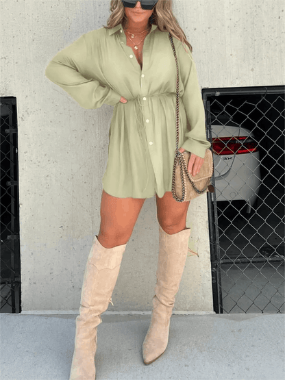 Women's Long Sleeve Button Front Shirt Romper - product image 10
