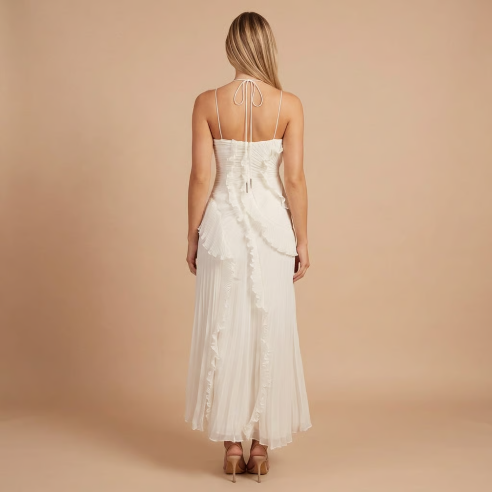 Women's Wedding Guest Halter Ruffle Maxi Dress - product image 7