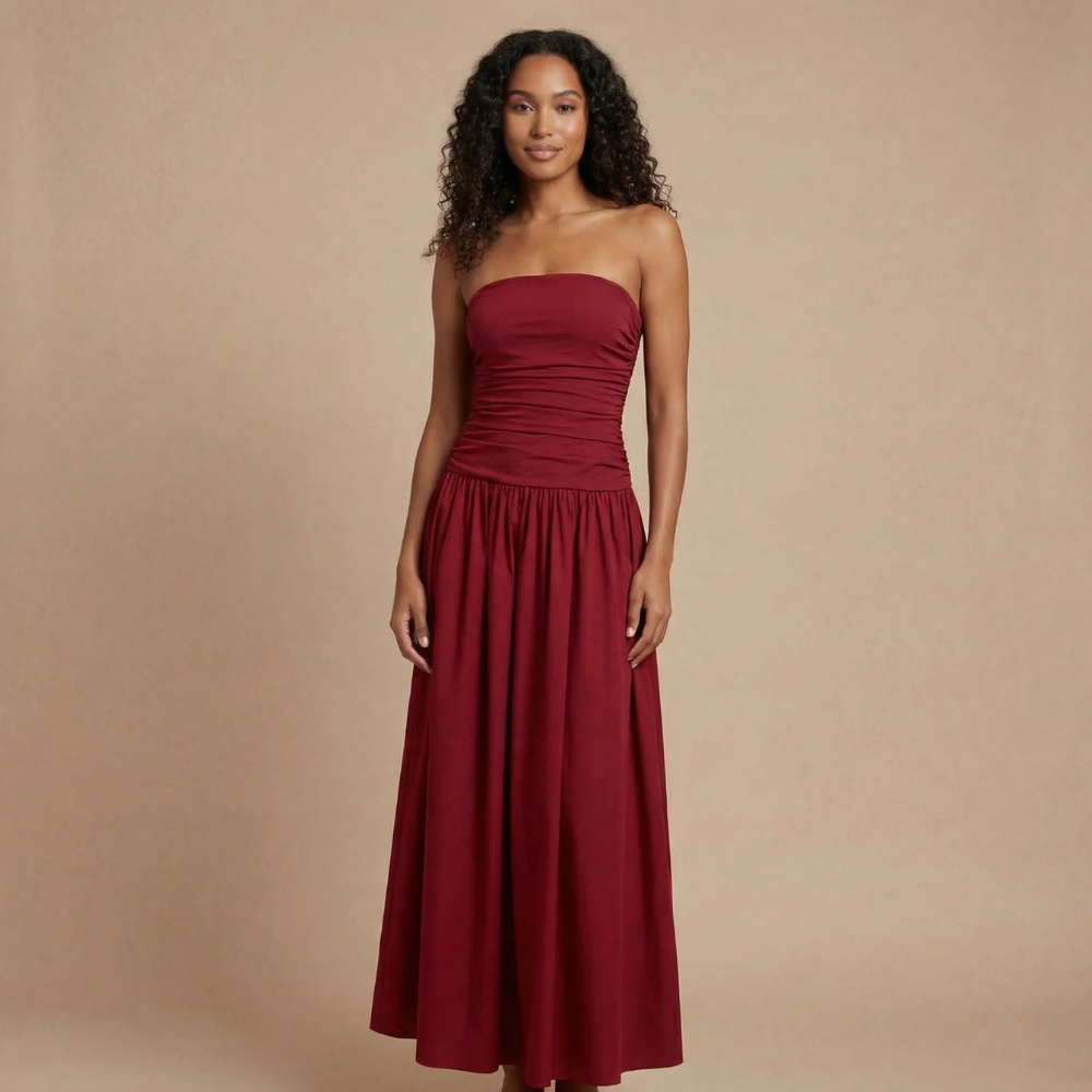 Women's Wedding Guest Strapless Ruched Maxi Dress - product image 4