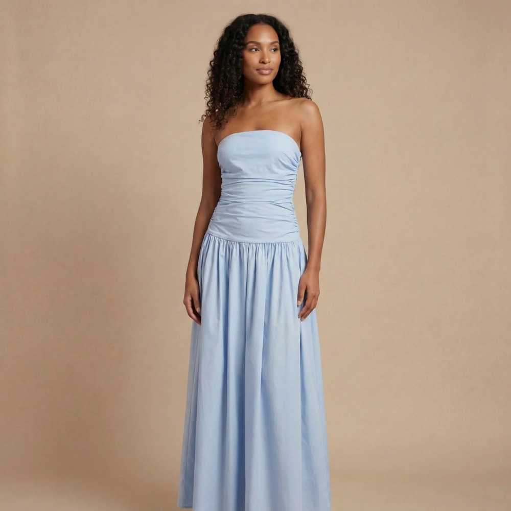 Women's Wedding Guest Strapless Ruched Maxi Dress - product image 5