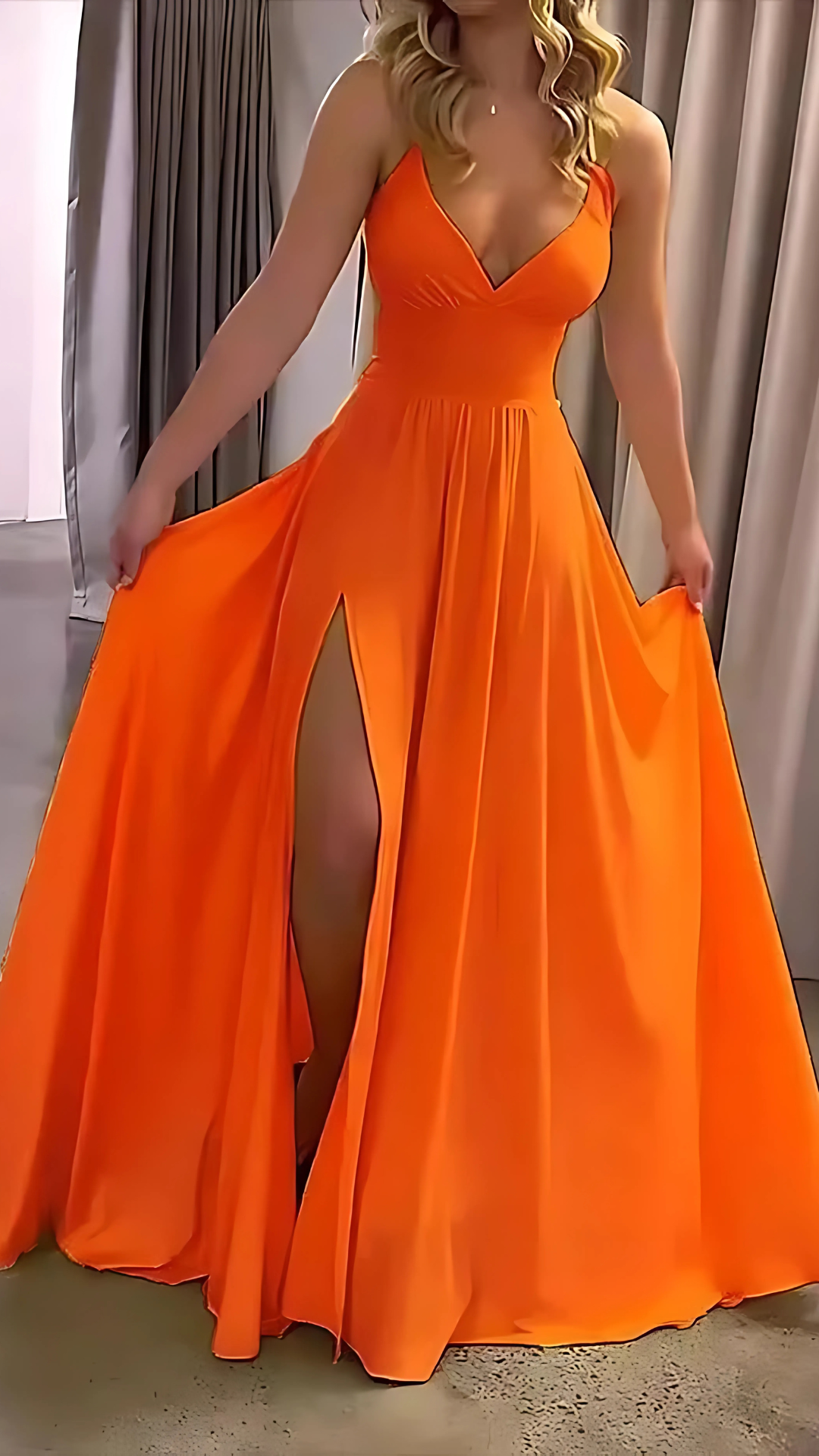 Women's Wedding Guest V Neck Sleeveless Slit Maxi Dress - product image 5