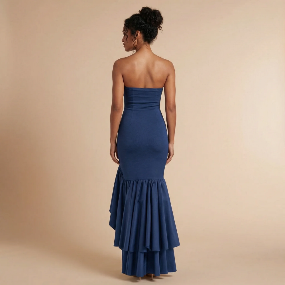 Women's Wedding Guest Strapless Ruffle Slit Maxi Dress - product image 7