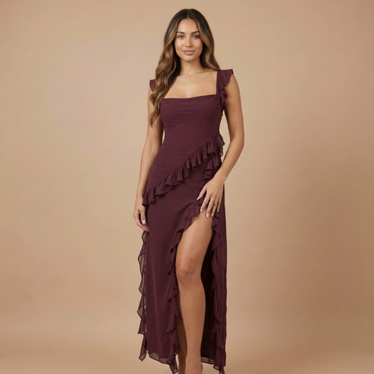 Women's Cocktail Ruffle High Slit Maxi Dress - product image 1