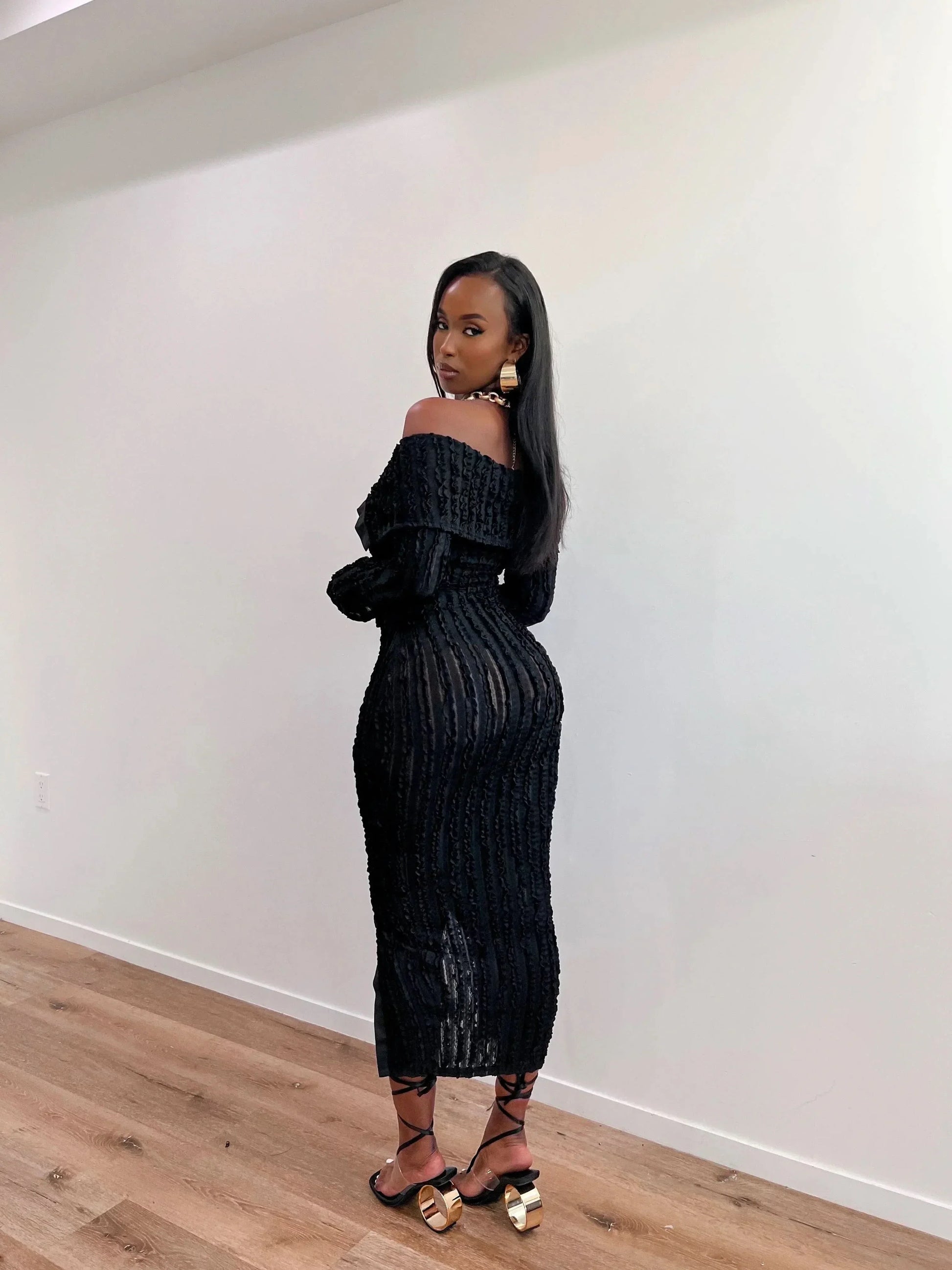 Women's Cocktail Off Shoulder Long Sleeve Midi Dress - product image 7