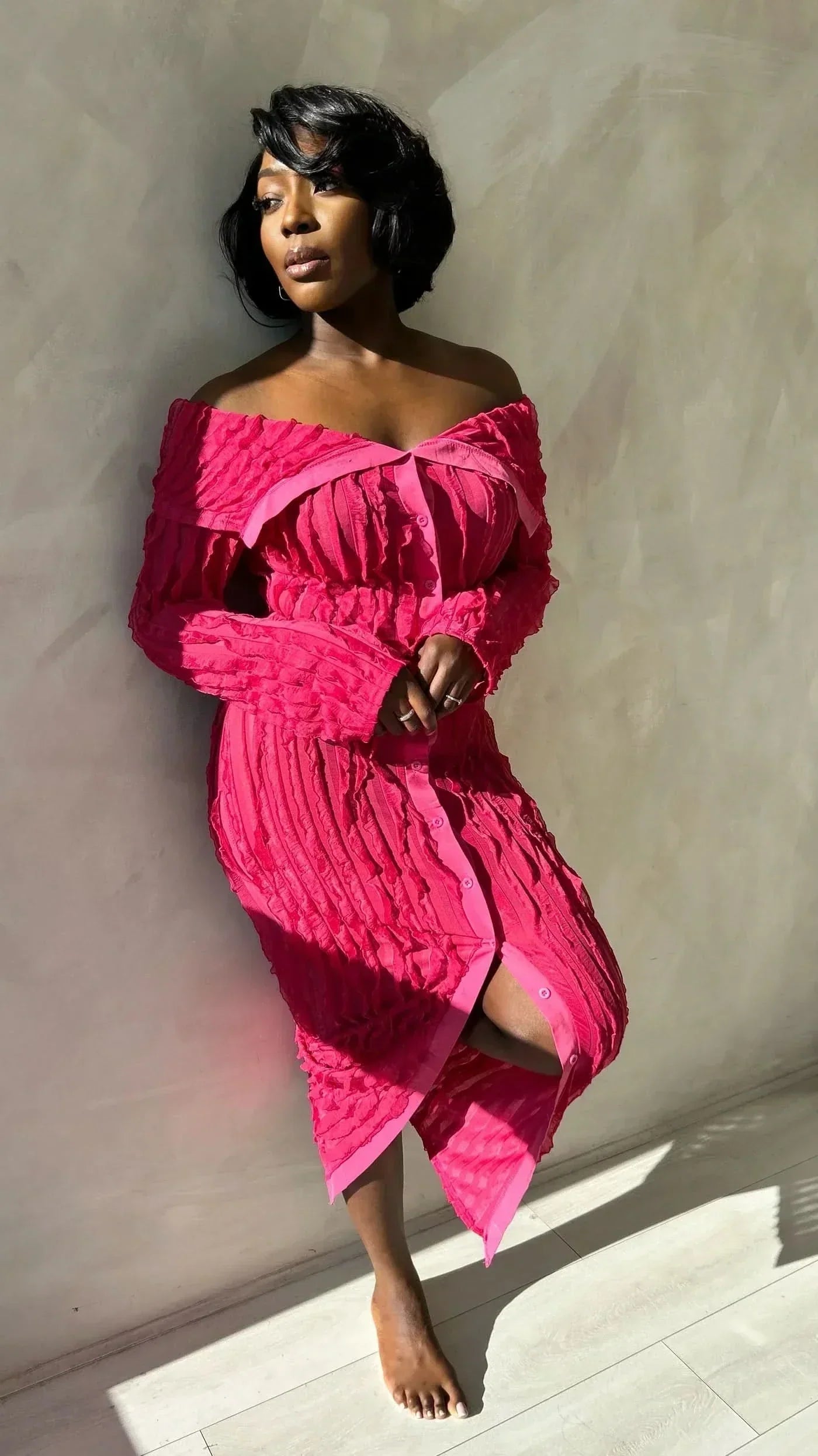 Women's Cocktail Off Shoulder Long Sleeve Midi Dress - product image 8