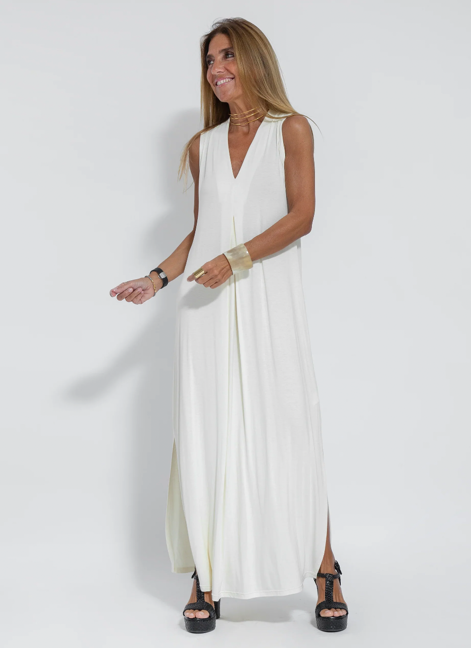 Women's Cocktail Sleeveless V Neck Maxi Dress With Slit