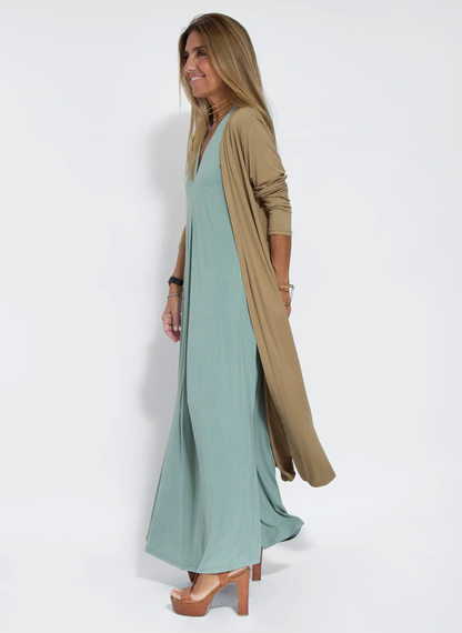 Women's Cocktail Sleeveless V Neck Maxi Dress With Slit