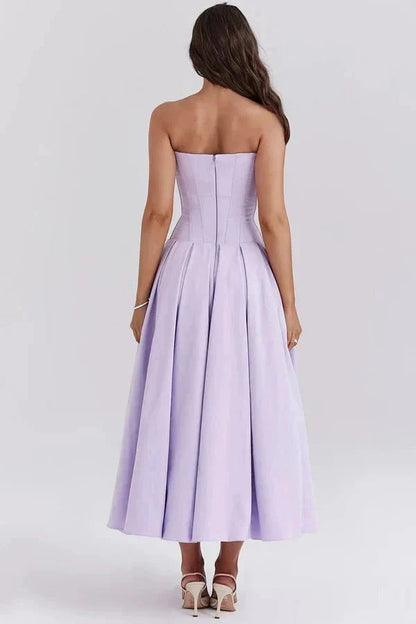 Women's Wedding Guest Strapless Sweetheart Midi Dress